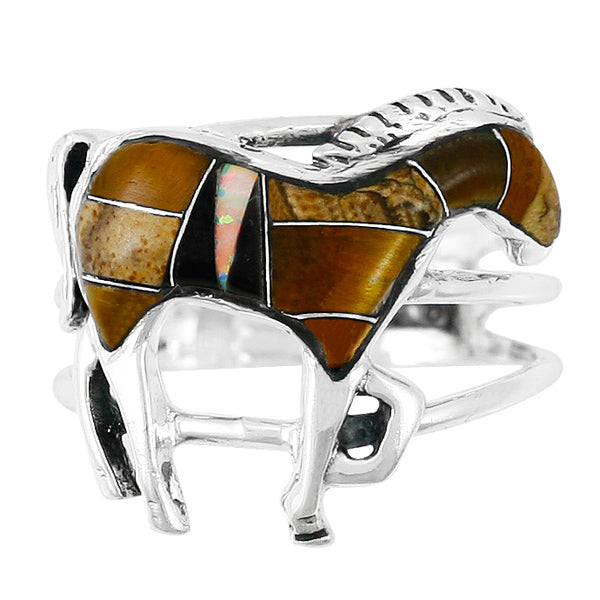 Horse Ring Sterling Silver Tigers Eye R2018-C33
