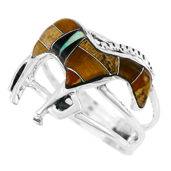 Horse Ring Sterling Silver Tigers Eye R2018-C33