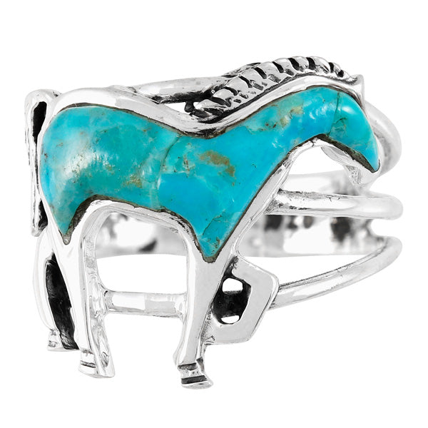 Horse Ring Sterling Silver Turquoise R2018-C75