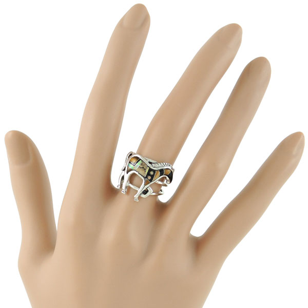 Horse Ring Sterling Silver Multicolor R2018-C34