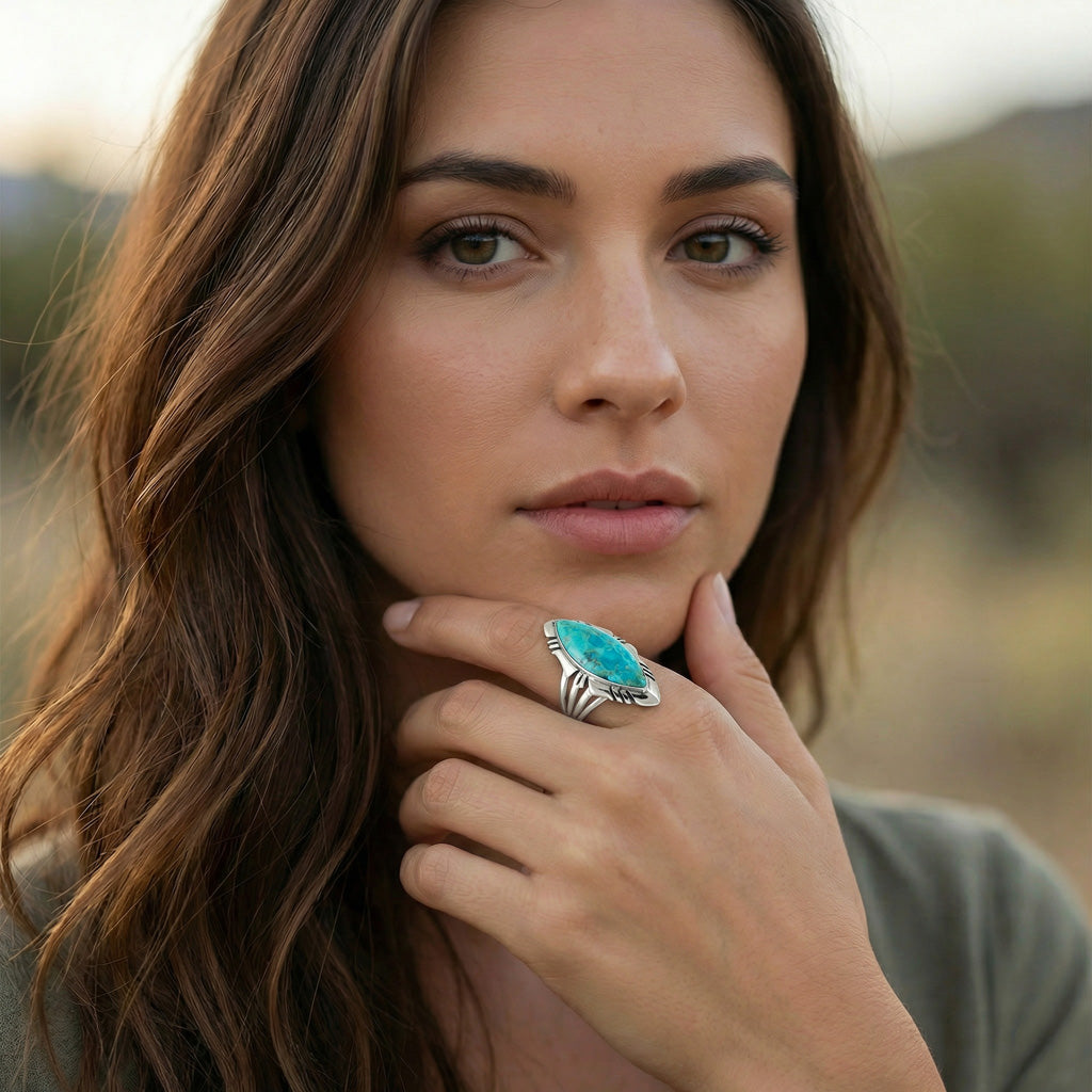 Turquoise Ring Sterling Silver R2023-C75