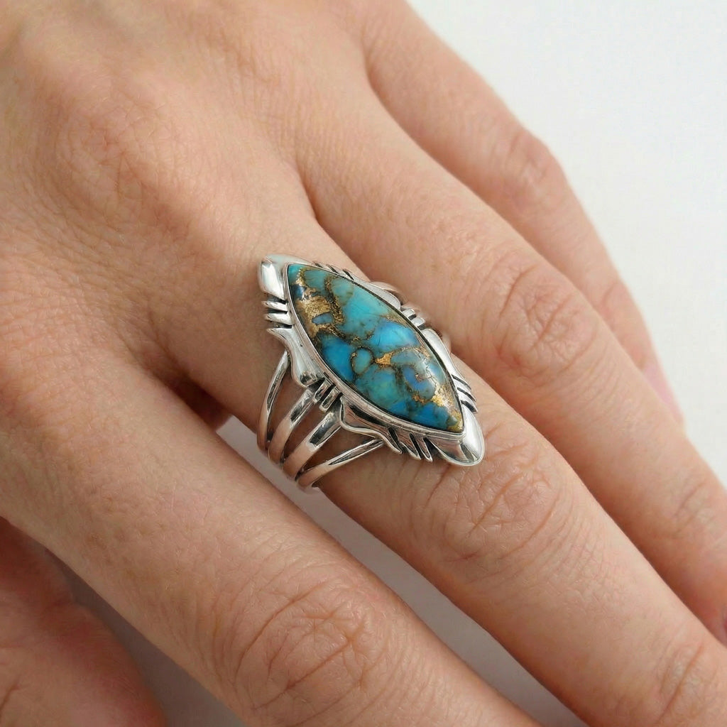Matrix Turquoise Ring Sterling Silver R2023-C84