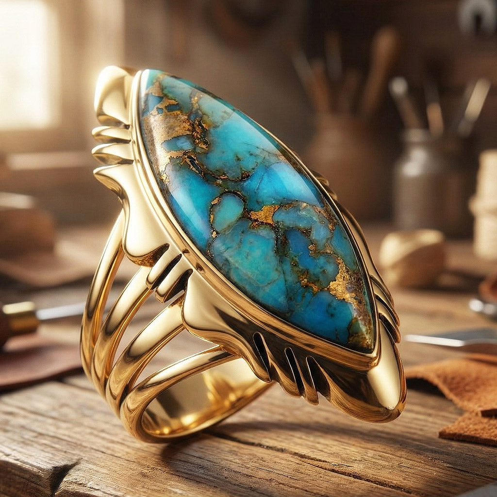 Matrix Turquoise Ring GoldBrass™ R2023-GB-C84