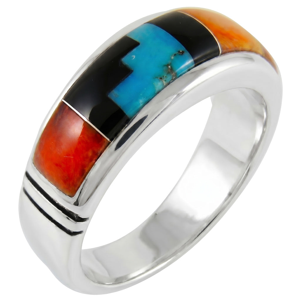 Multi Gemstone Ring SilveryCopper™ R2025-SB-C03 (Unisex, Sizes 6-14)
