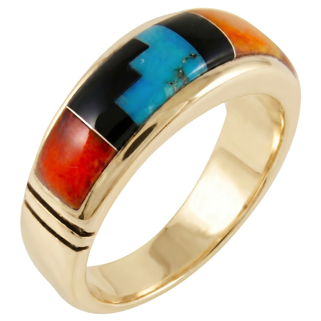 Multi Gemstone Ring GoldCopper™ R2025-GB-C03 (Unisex, Sizes 6-14)