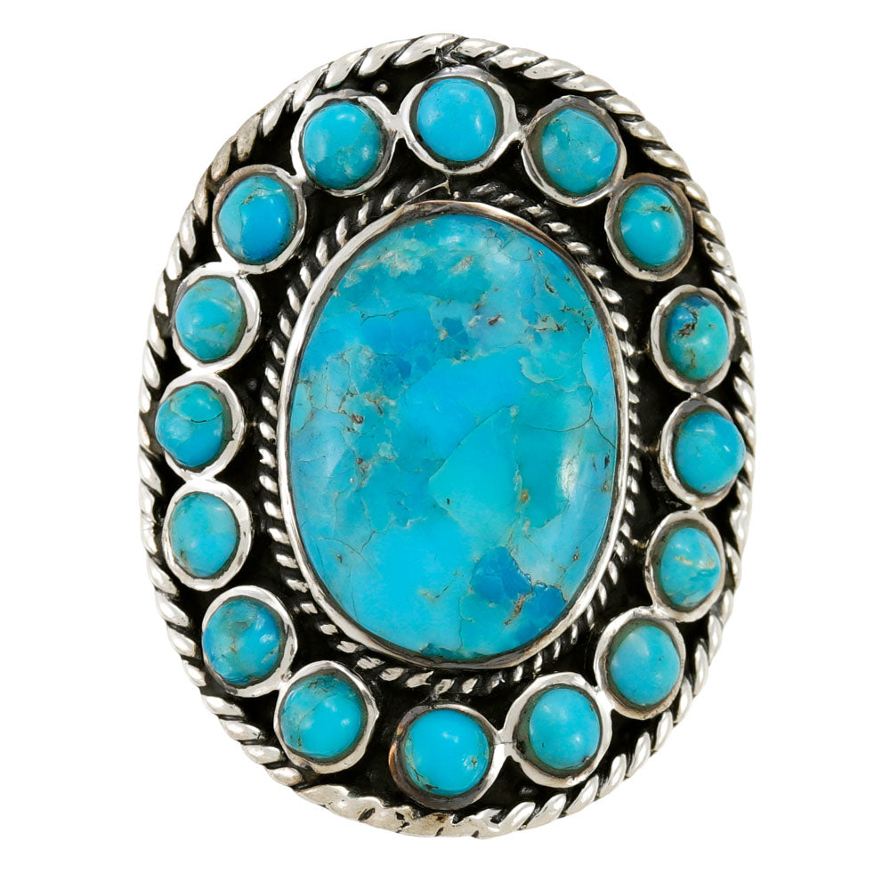 Turquoise Flower Ring Sterling Silver R2031-C75