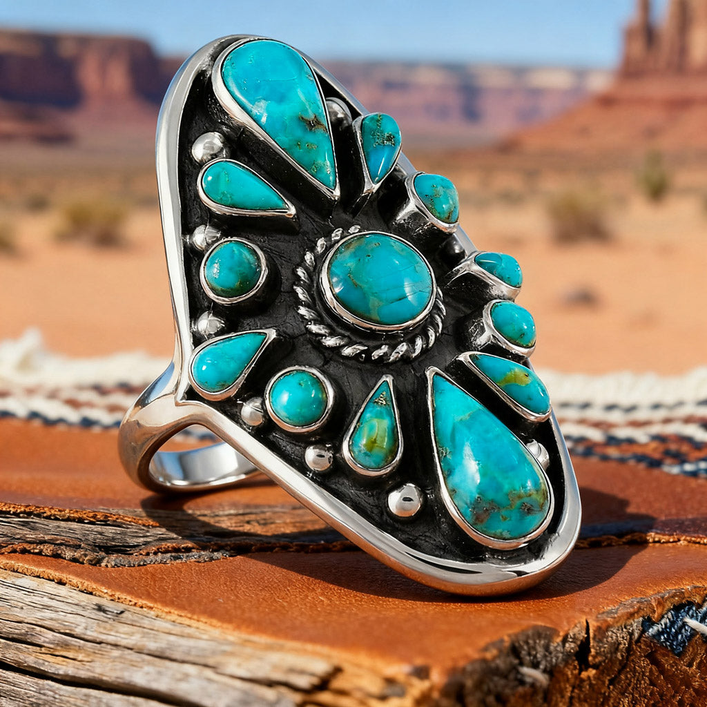 Turquoise Ring Sterling Silver R2034-C75