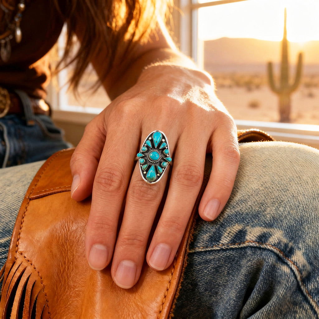 Turquoise Ring Sterling Silver R2034-C75
