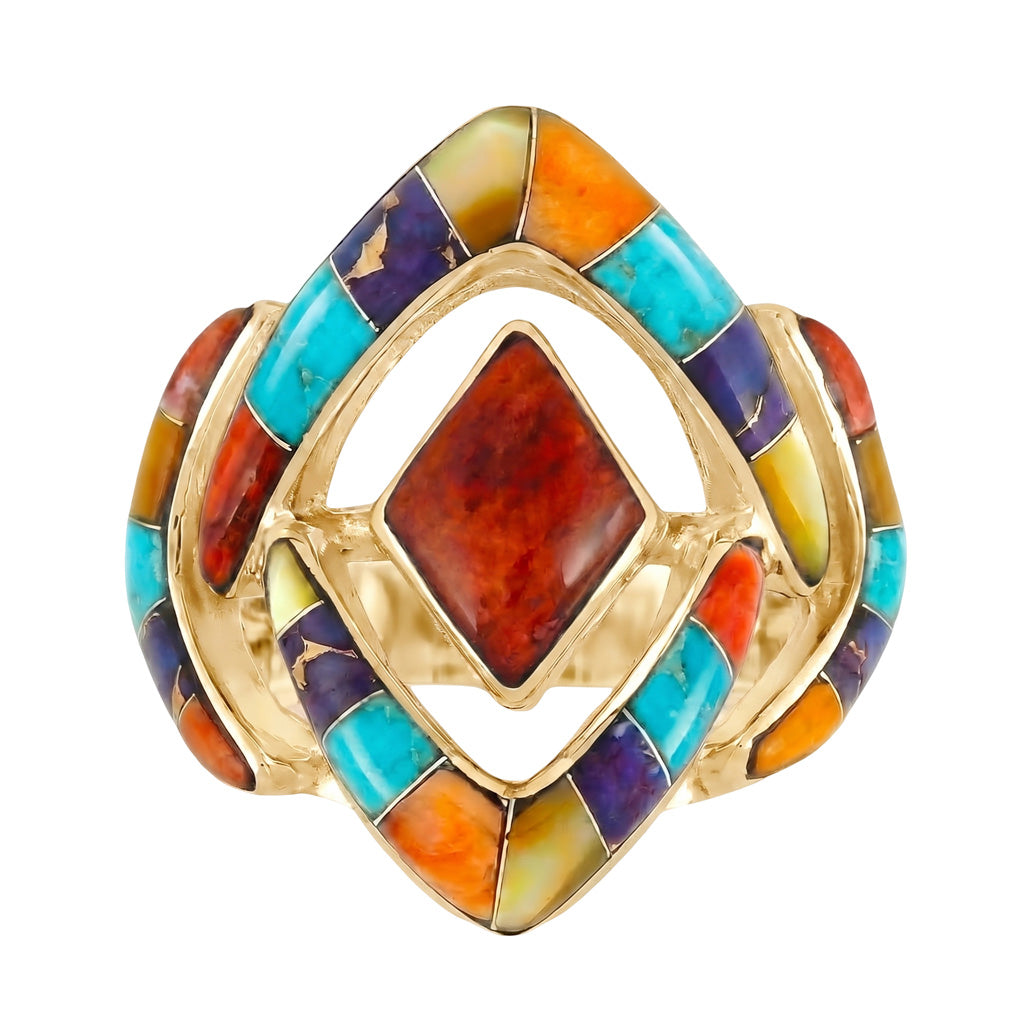 Multi Gemstone Ring GoldCopper R2040-GB-C00
