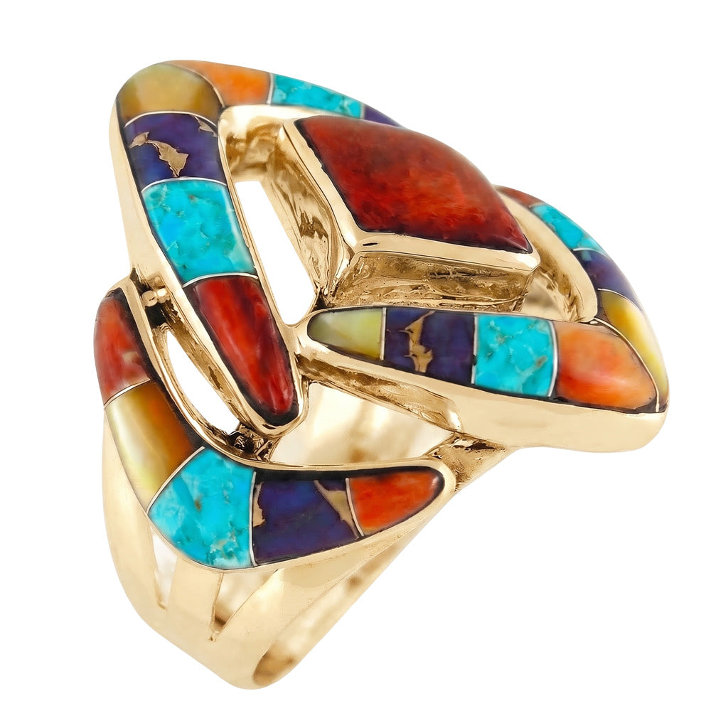 Multi Gemstone Ring GoldCopper R2040-GB-C00