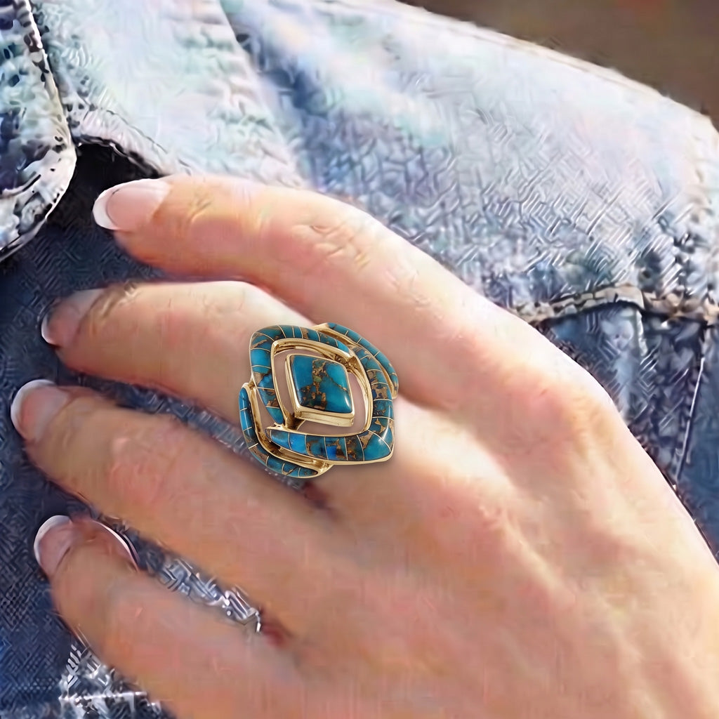 Matrix Turquoise Ring GoldCopper R2040-GB-C84