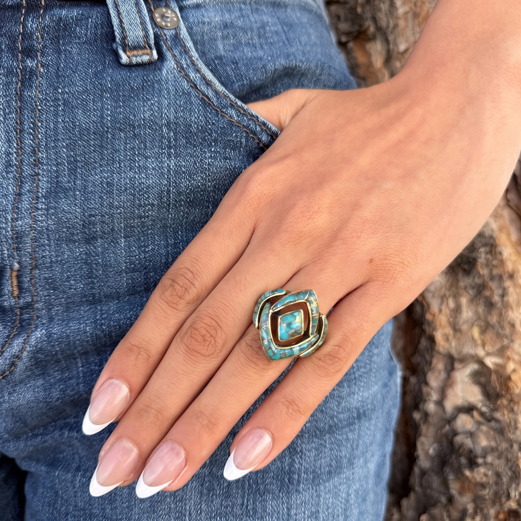 Matrix Turquoise Ring GoldCopper R2040-GB-C84