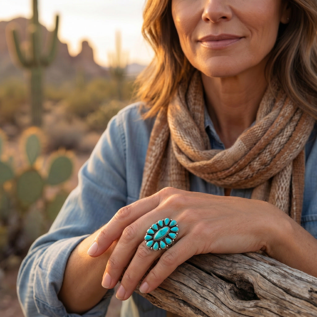 Turquoise Ring Sterling Silver R2041-C75