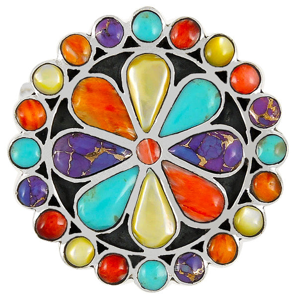 Flower Ring Sterling Silver Multicolor R2044-C71