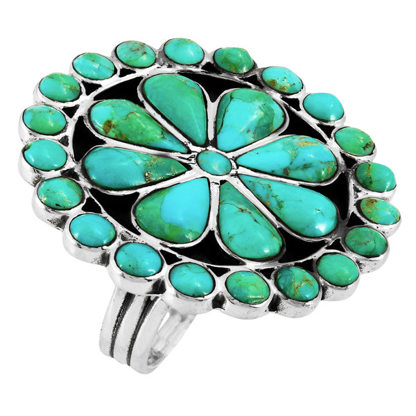 Turquoise Flower Ring Sterling Silver R2044-C75