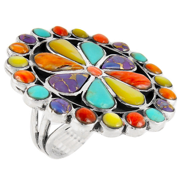 Flower Ring Sterling Silver Multicolor R2044-C71