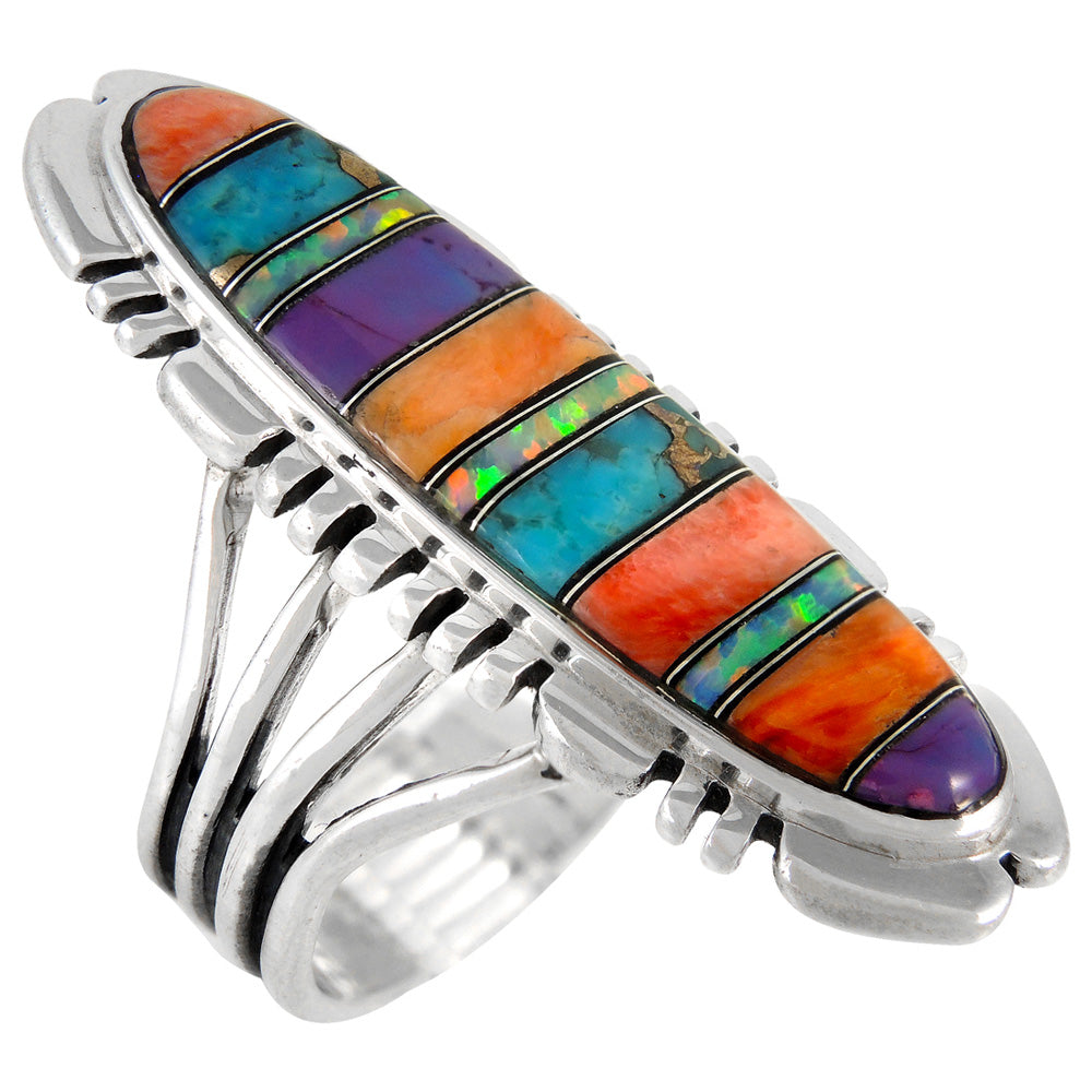 Multi Gemstone Ring SilverBronzé R2096-LG-SB-C00