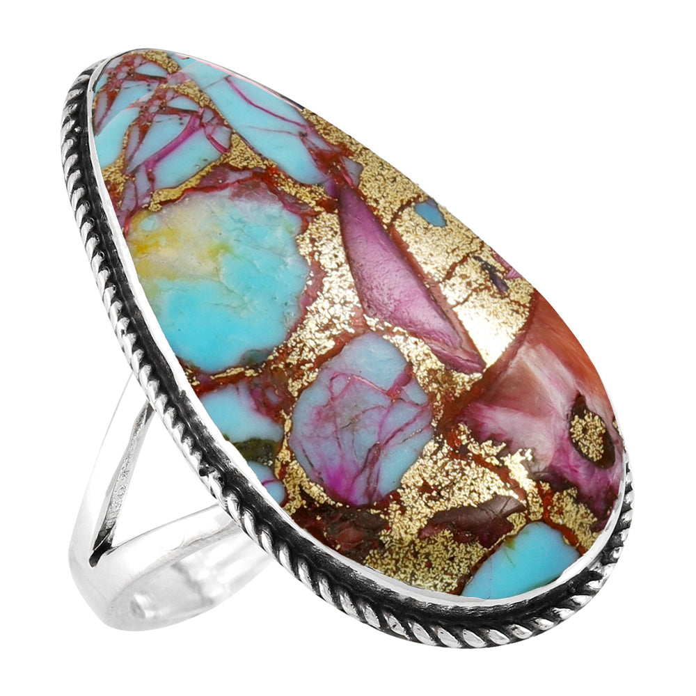 Rainbow Spiny Turquoise Ring Sterling Silver R2219-C91