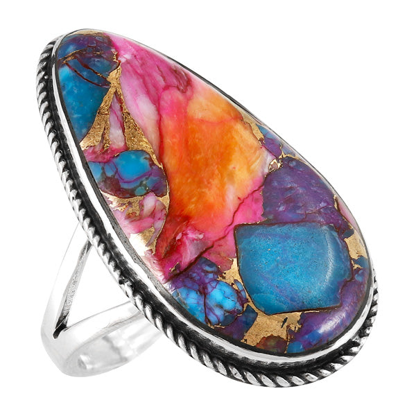 Rainbow Spiny Turquoise Ring Sterling Silver R2219-C91