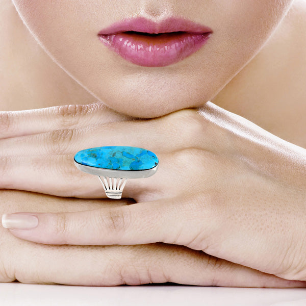 Turquoise Ring Sterling Silver R2220-C75