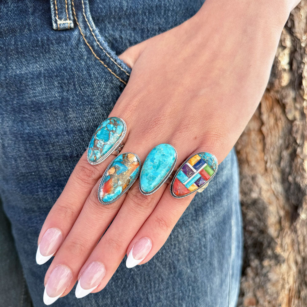 Spiny Turquoise Ring Sterling Silver R2230-C89