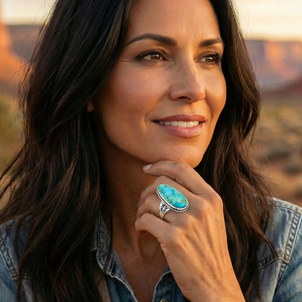 Turquoise Ring Sterling Silver R2230-C75