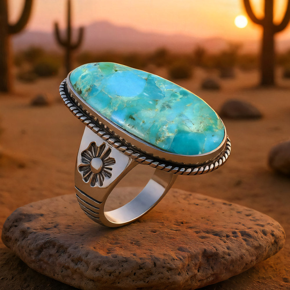 Turquoise Ring Sterling Silver R2230-C75