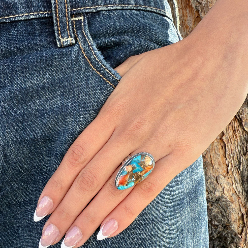 Spiny Turquoise Ring Sterling Silver R2230-C89