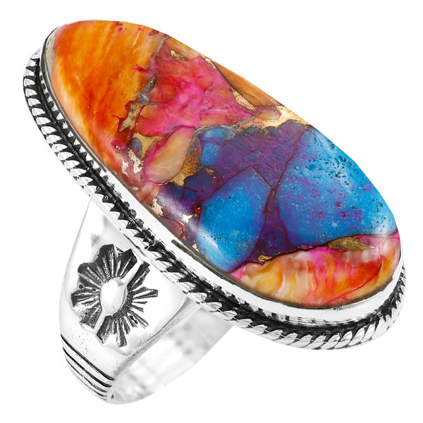 Rainbow Spiny Turquoise Ring Sterling Silver R2230-C91