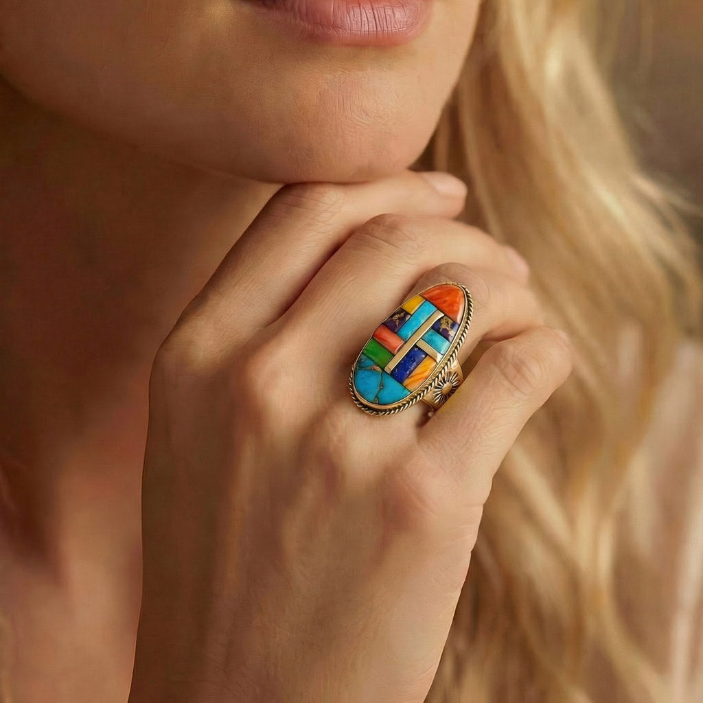 Multi Gemstone Ring GoldCopper™ R2230-GB-C51