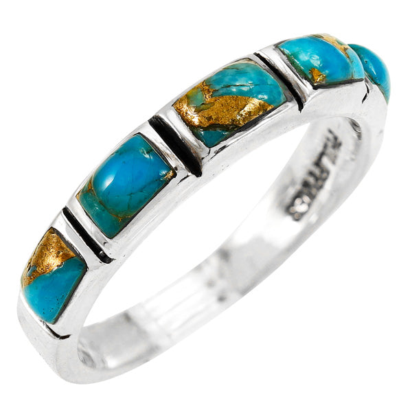 Matrix Turquoise Stackable Ring Sterling Silver R2232-C84