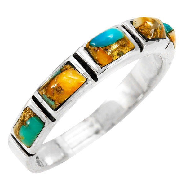 Spiny Turquoise Stackable Ring Sterling Silver R2232-C89