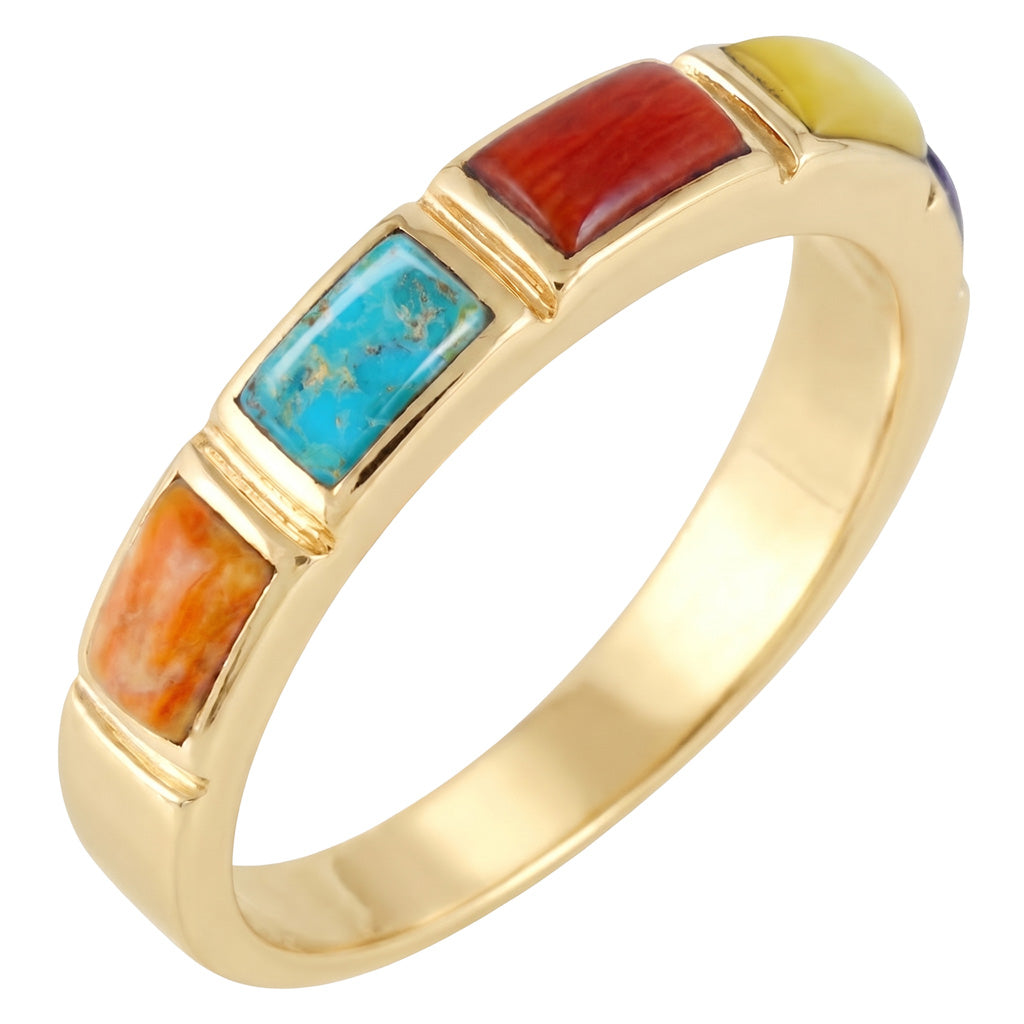 Multi Gemstone Ring GoldCopper R2232-GB-C71