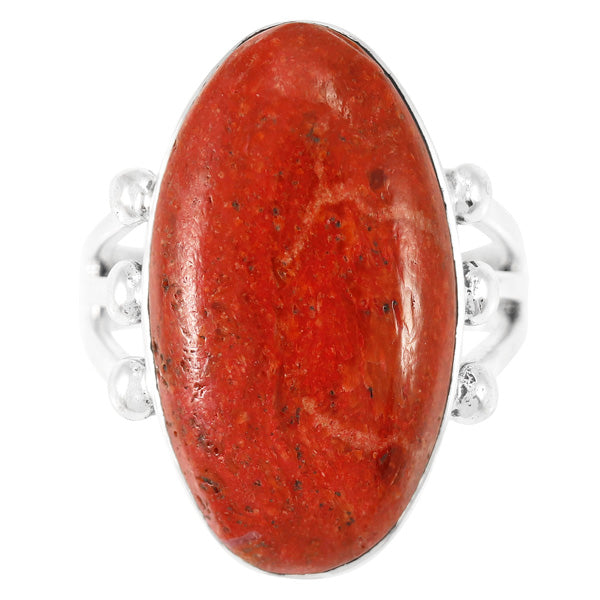 Coral Ring Sterling Silver R2242-LG-C74