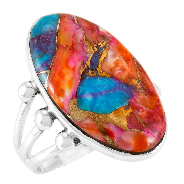 Rainbow Spiny Turquoise Ring Sterling Silver R2242-LG-C91