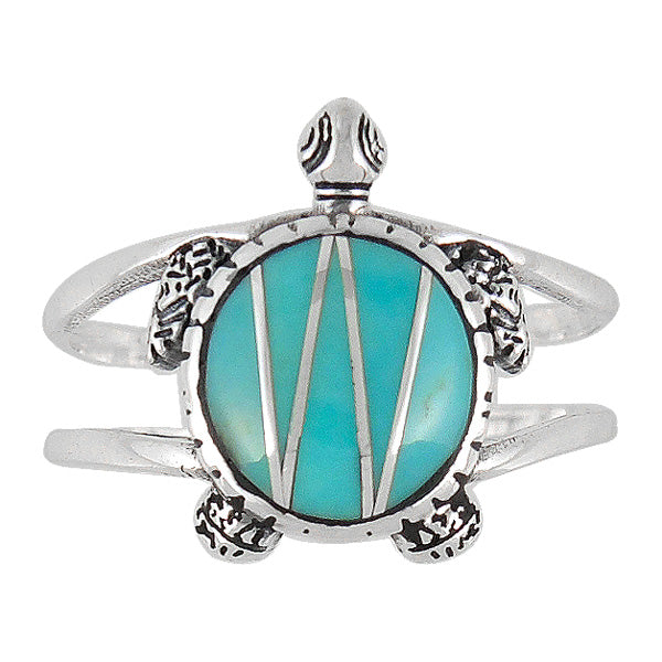 Sterling Silver Turtle Ring Turquoise R2243-C05