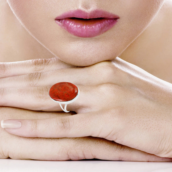 Coral Ring Sterling Silver R2260-C74