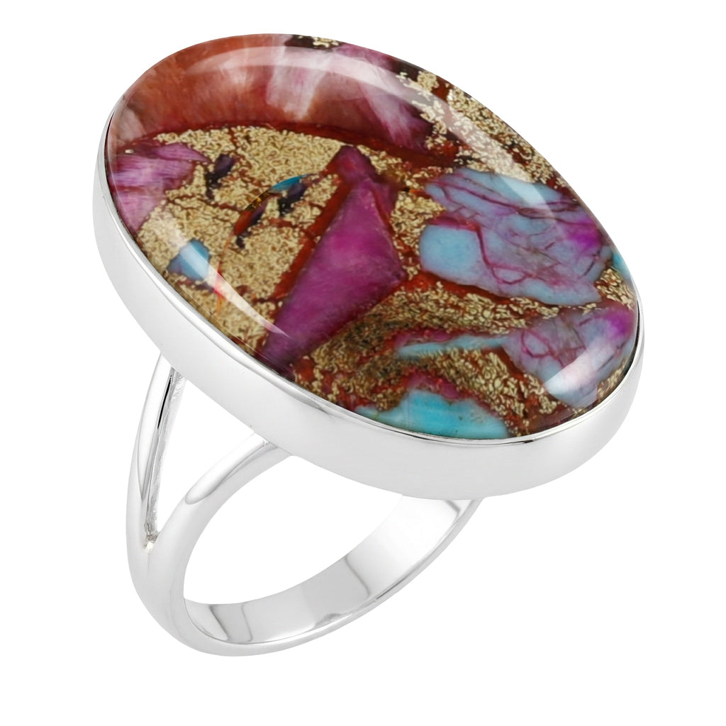 Rainbow Spiny Turquoise Ring SilveryCopper™ R2260-SB-C91