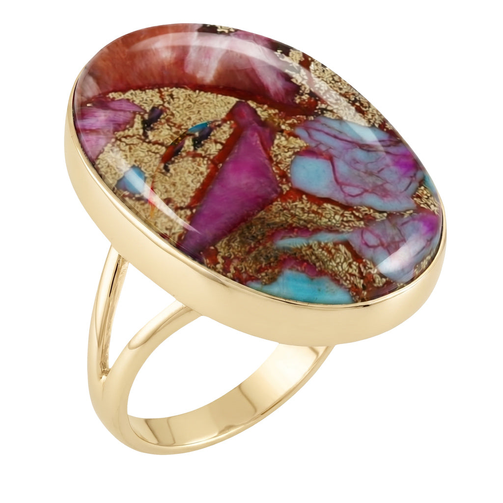 Rainbow Spiny Turquoise Ring GoldCopper™ R2260-GB-C91