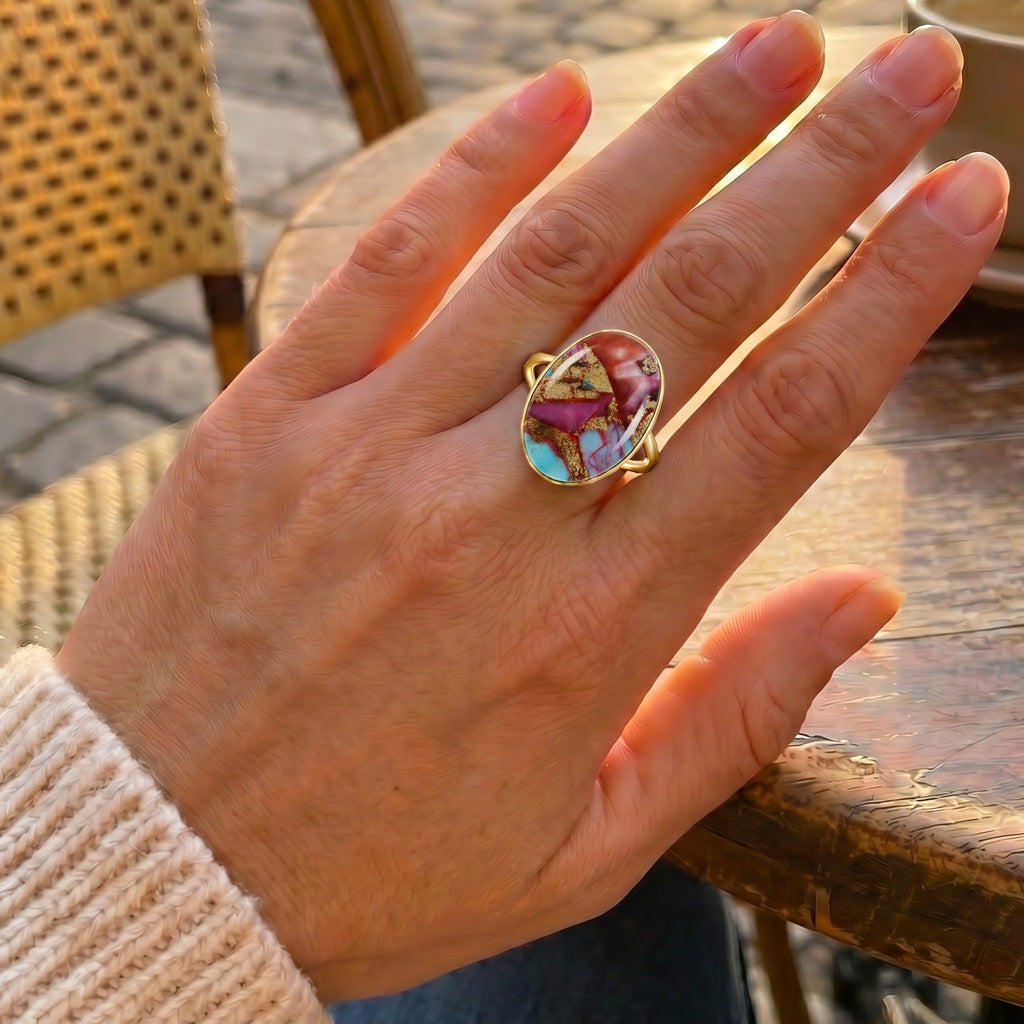 Rainbow Spiny Turquoise Ring GoldCopper™ R2260-GB-C91