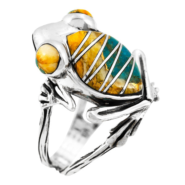 Frog Ring Sterling Silver Spiny Turquoise R2266-C89