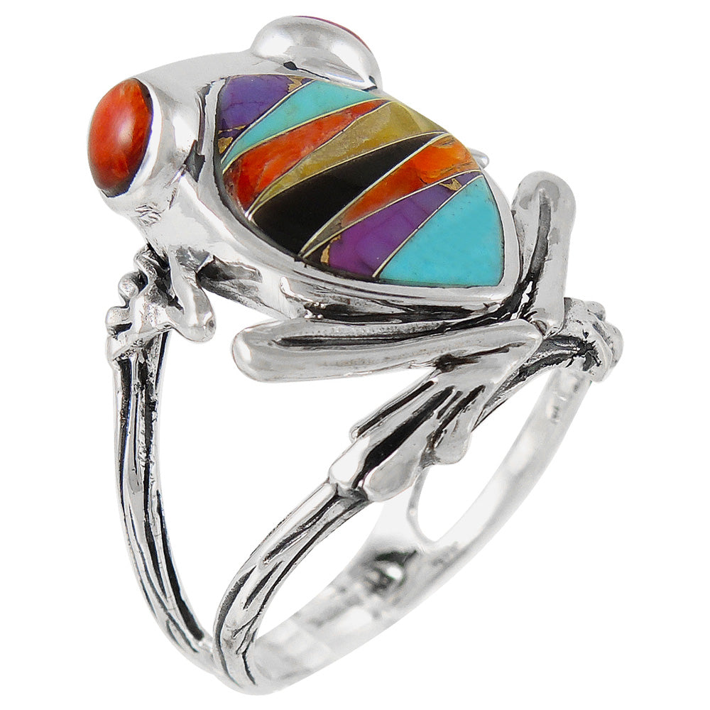 FINAL CLEARANCE - Frog Multi Gemstone Ring SilveryCopper™ R2266-SB-C01