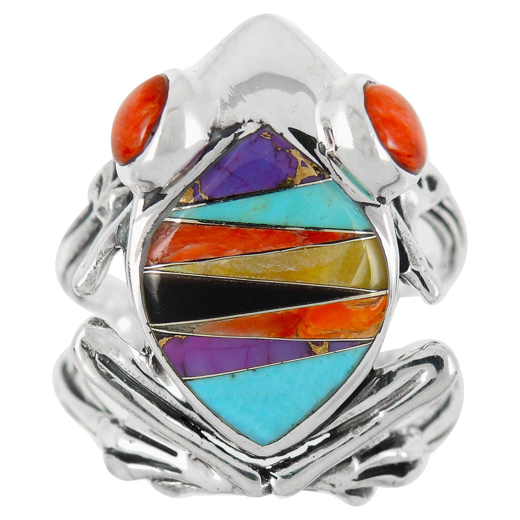 Frog Ring Sterling Silver Multicolor R2266-C01