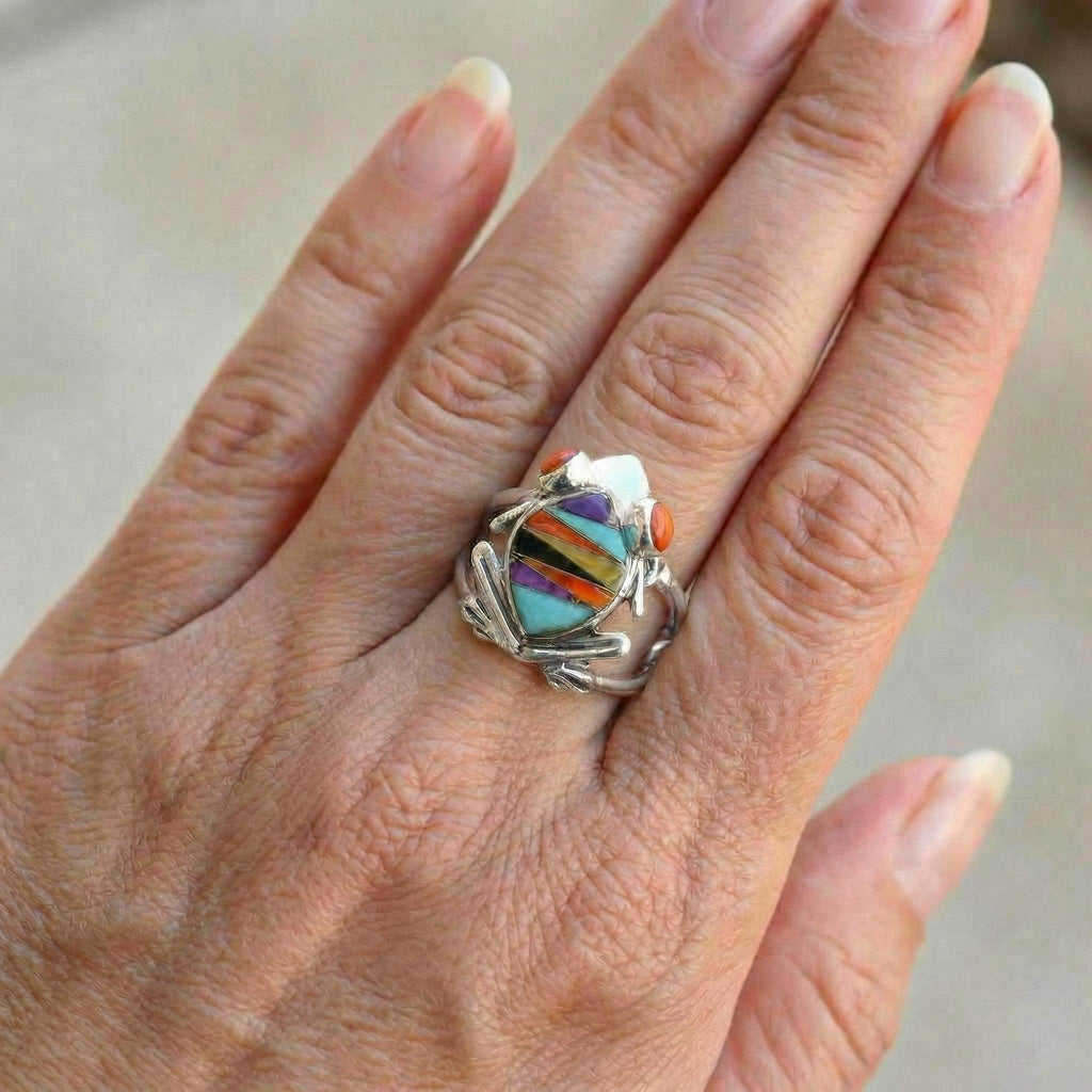 Frog Ring Sterling Silver Multicolor R2266-C01