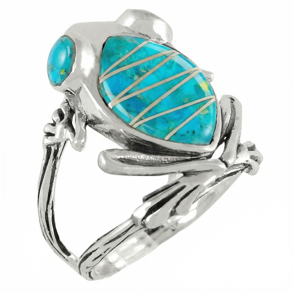 Frog Ring Sterling Silver Turquoise R2266-C05