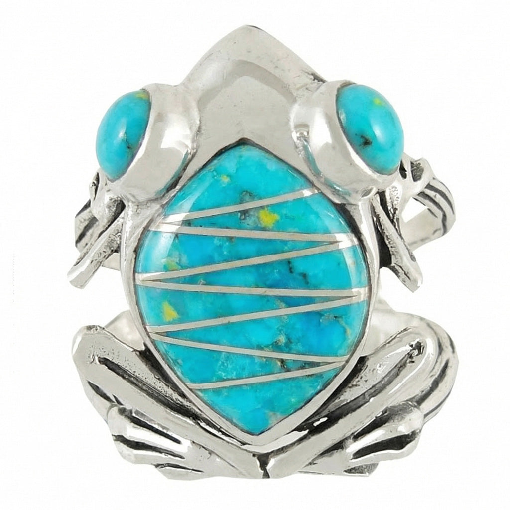 Frog Ring Sterling Silver Turquoise R2266-C05