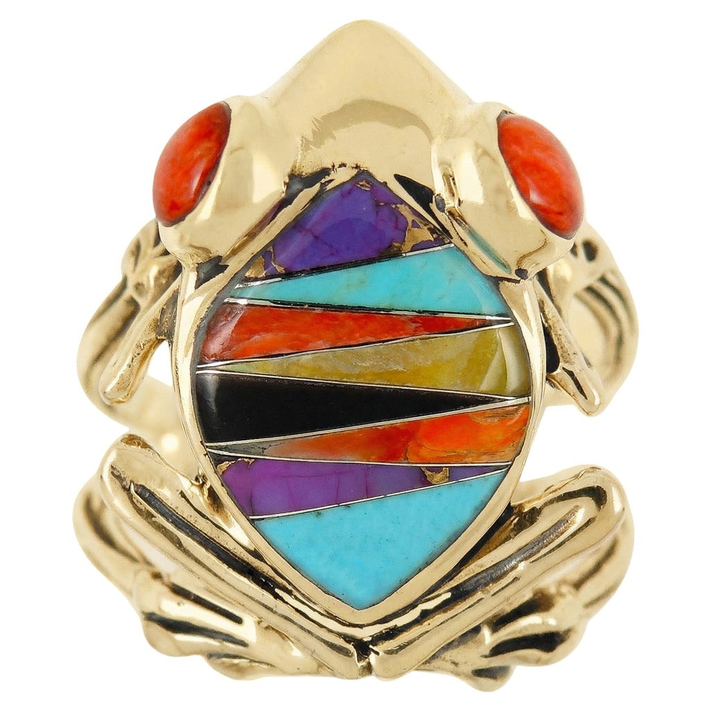Frog Multi Gemstone Ring GoldBrass™ R2266-GB-C01