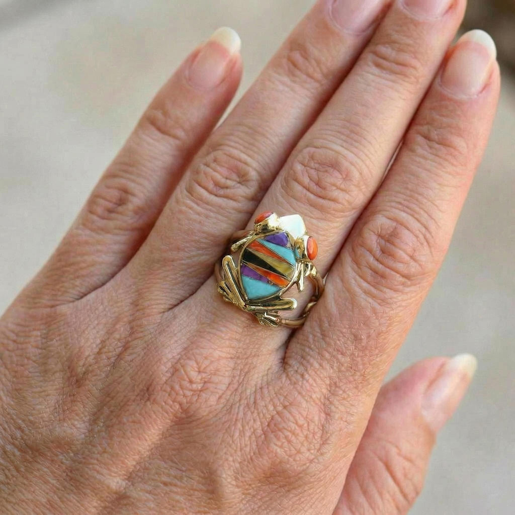 Frog Multi Gemstone Ring GoldCopper™ R2266-GB-C01