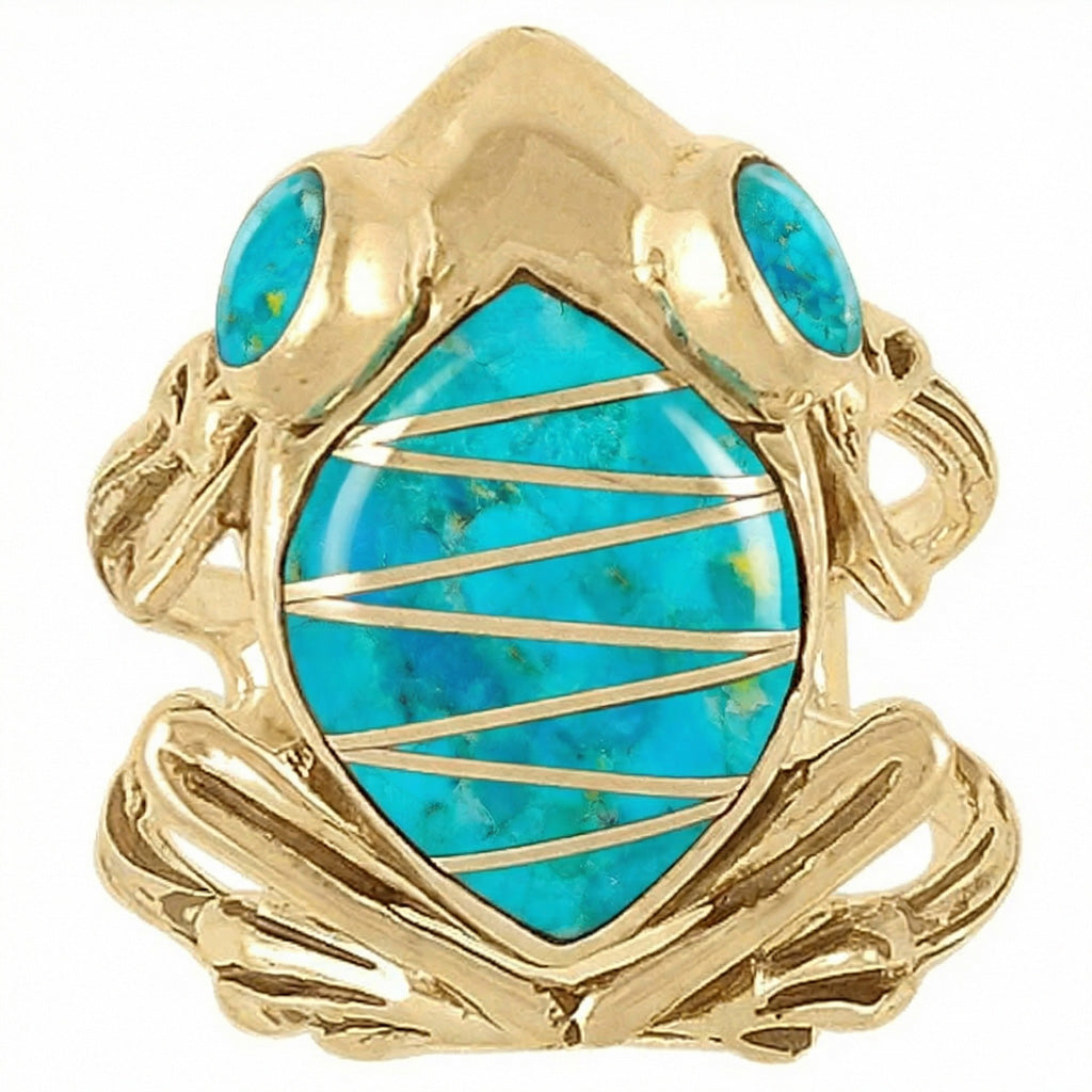 Frog Turquoise Ring GoldBrass R2266-GB-C05