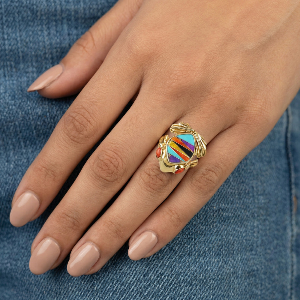 Frog Multi Gemstone Ring GoldCopper™ R2266-GB-C01